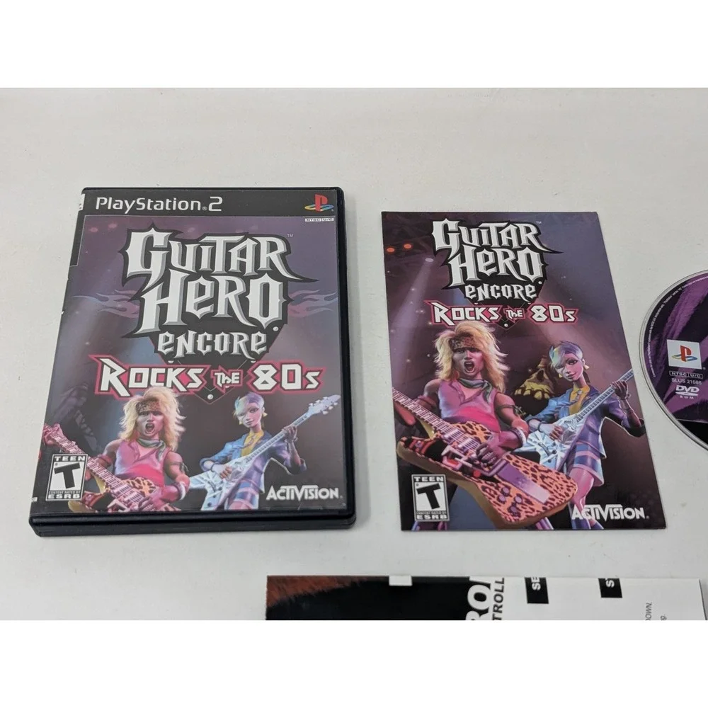 Guitar Hero Encore Rocks the 80s PS2 PlayStation 2 Game‎ Complete CIB W/ Poster